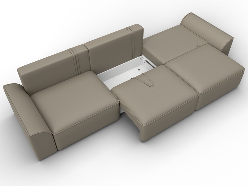 Диван прямой Лига-048 НПБ Лонг, Экокожа, GRIFON 04 бежевый