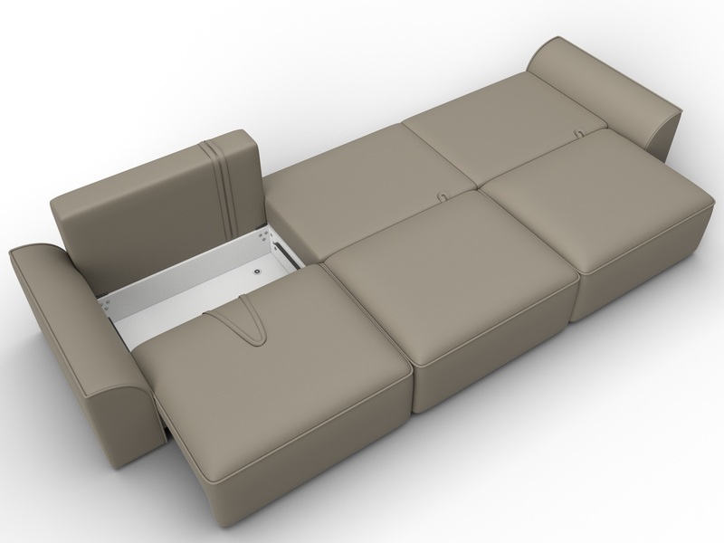 Диван прямой Лига-048 НПБ Лонг, Экокожа, GRIFON 04 бежевый