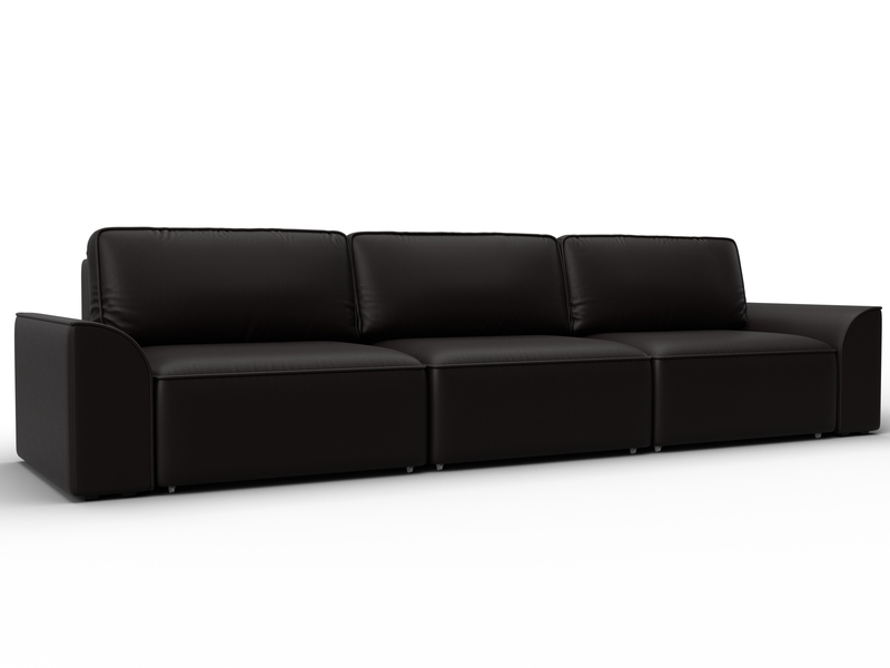 Диван прямой Лига-048 НПБ Лонг, Экокожа, GRIFON 12 коричневый