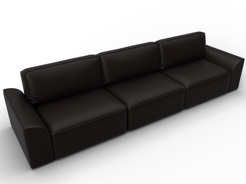 Диван прямой Лига-048 НПБ Лонг, Экокожа, GRIFON 12 коричневый