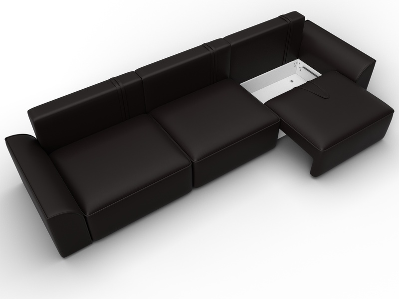 Диван прямой Лига-048 НПБ Лонг, Экокожа, GRIFON 12 коричневый