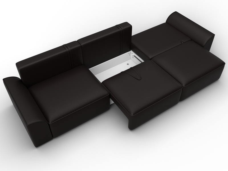 Диван прямой Лига-048 НПБ Лонг, Экокожа, GRIFON 12 коричневый