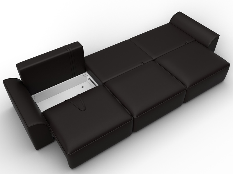 Диван прямой Лига-048 НПБ Лонг, Экокожа, GRIFON 12 коричневый