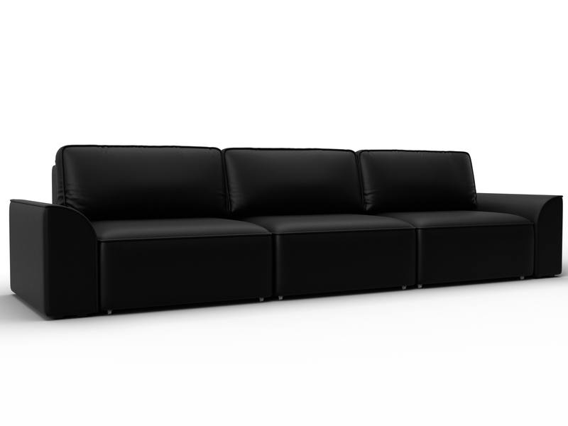 Диван прямой Лига-048 НПБ Лонг, Экокожа, GRIFON 18 черный