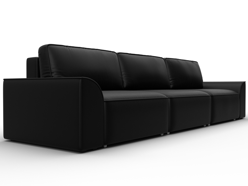 Диван прямой Лига-048 НПБ Лонг, Экокожа, GRIFON 18 черный