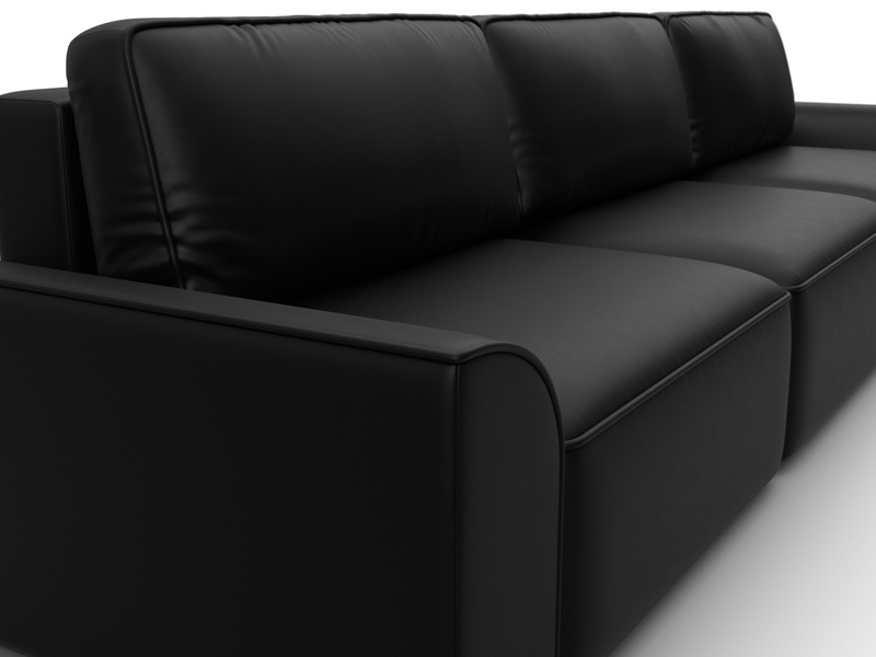 Диван прямой Лига-048 НПБ Лонг, Экокожа, GRIFON 18 черный