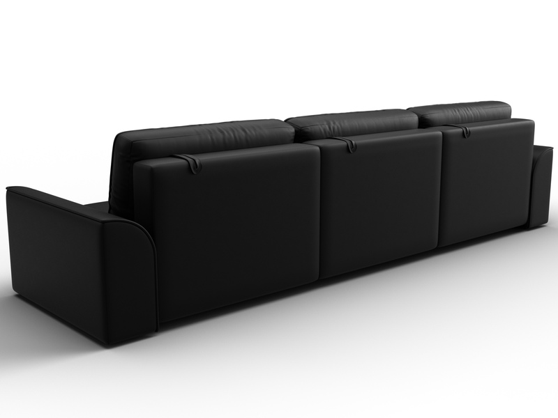 Диван прямой Лига-048 НПБ Лонг, Экокожа, GRIFON 18 черный