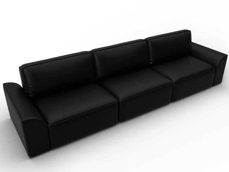 Диван прямой Лига-048 НПБ Лонг, Экокожа, GRIFON 18 черный