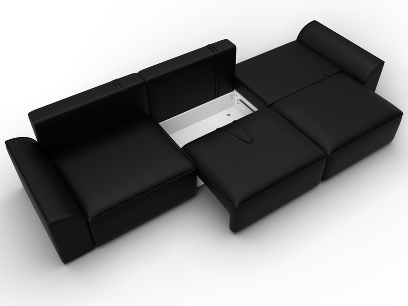 Диван прямой Лига-048 НПБ Лонг, Экокожа, GRIFON 18 черный