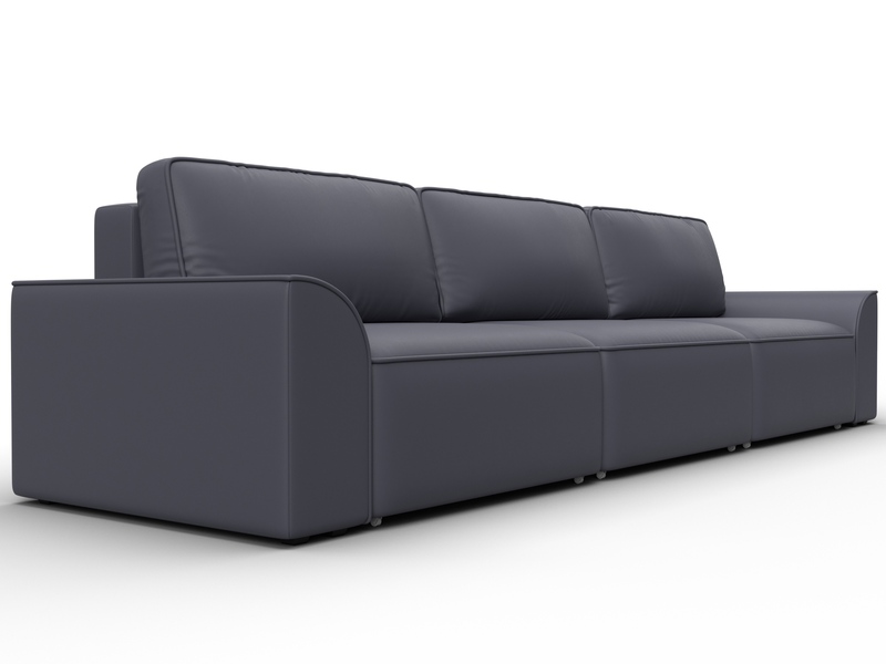 Диван прямой Лига-048 НПБ Лонг, Экокожа, GRIFON 15 серый