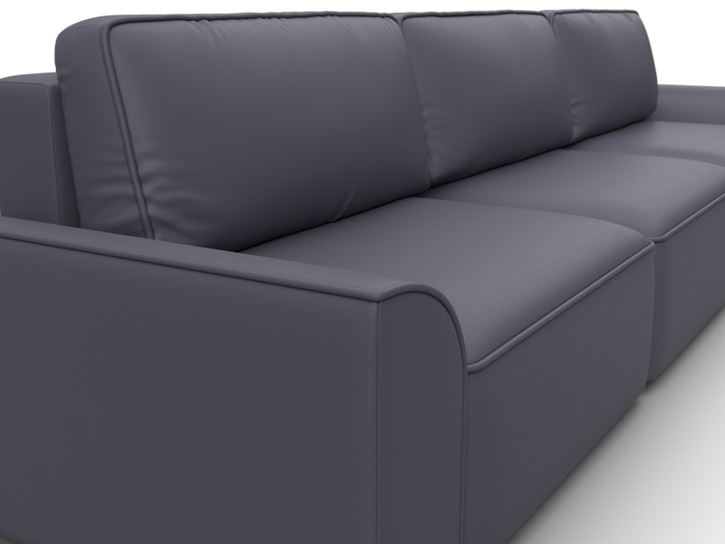 Диван прямой Лига-048 НПБ Лонг, Экокожа, GRIFON 15 серый