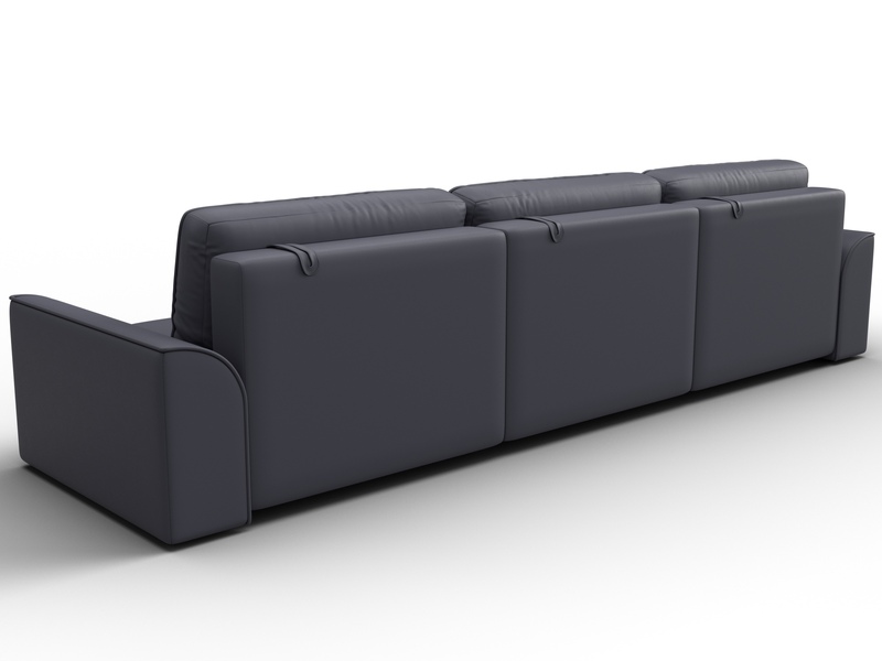 Диван прямой Лига-048 НПБ Лонг, Экокожа, GRIFON 15 серый