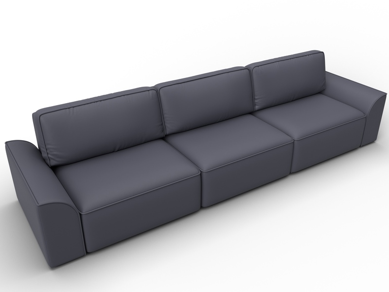 Диван прямой Лига-048 НПБ Лонг, Экокожа, GRIFON 15 серый