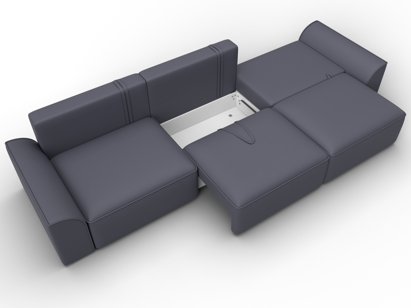 Диван прямой Лига-048 НПБ Лонг, Экокожа, GRIFON 15 серый