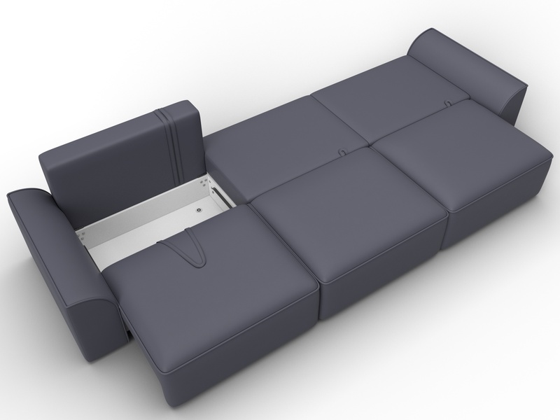 Диван прямой Лига-048 НПБ Лонг, Экокожа, GRIFON 15 серый