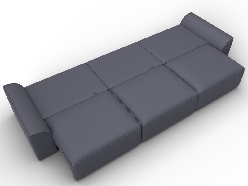 Диван прямой Лига-048 НПБ Лонг, Экокожа, GRIFON 15 серый