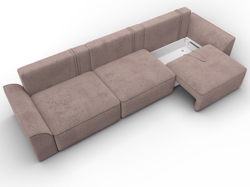 Диван прямой Лига-048 НПБ Лонг, Велюр, TOWER 05 бежевый