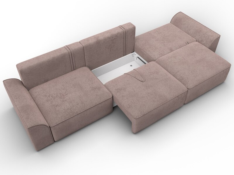 Диван прямой Лига-048 НПБ Лонг, Велюр, TOWER 05 бежевый