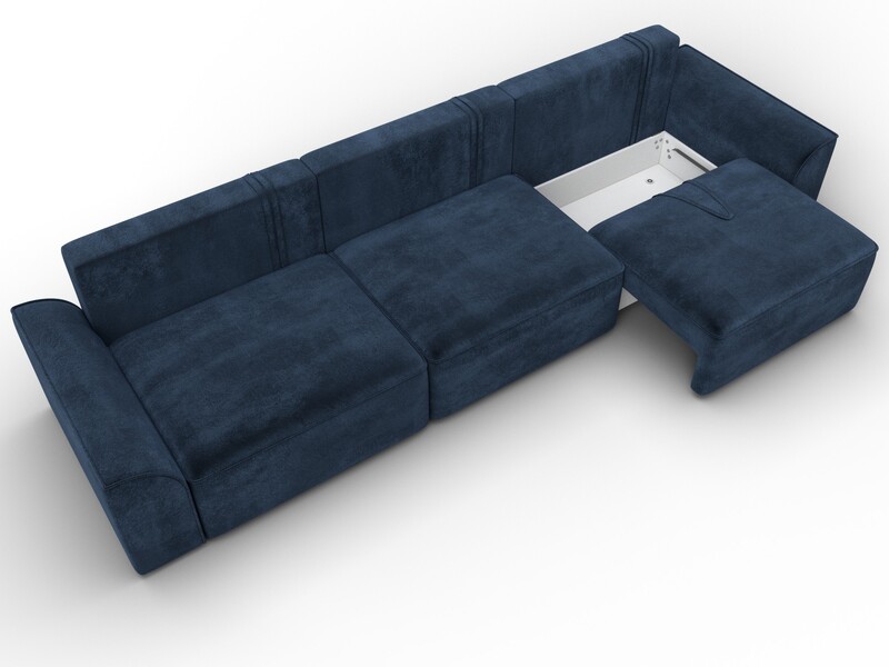 Диван прямой Лига-048 НПБ Лонг, Велюр, TOWER 13 синий