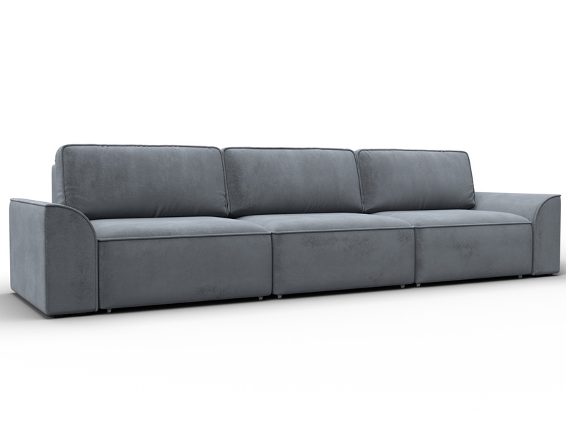 Диван прямой Лига-048 НПБ Лонг, Велюр, TOWER 10 серый