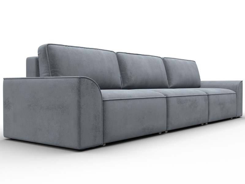 Диван прямой Лига-048 НПБ Лонг, Велюр, TOWER 10 серый