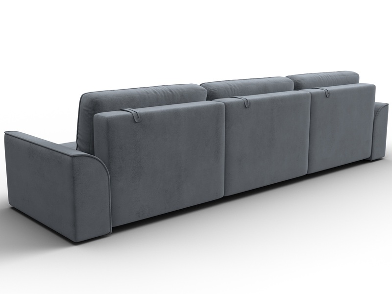 Диван прямой Лига-048 НПБ Лонг, Велюр, TOWER 10 серый