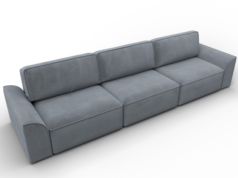 Диван прямой Лига-048 НПБ Лонг, Велюр, TOWER 10 серый