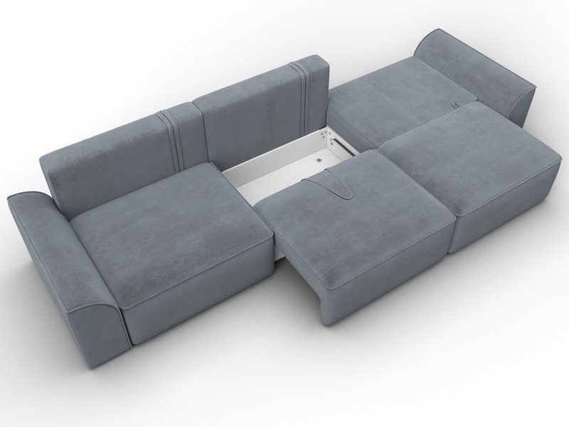 Диван прямой Лига-048 НПБ Лонг, Велюр, TOWER 10 серый