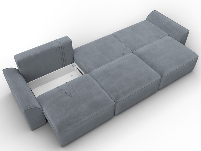 Диван прямой Лига-048 НПБ Лонг, Велюр, TOWER 10 серый