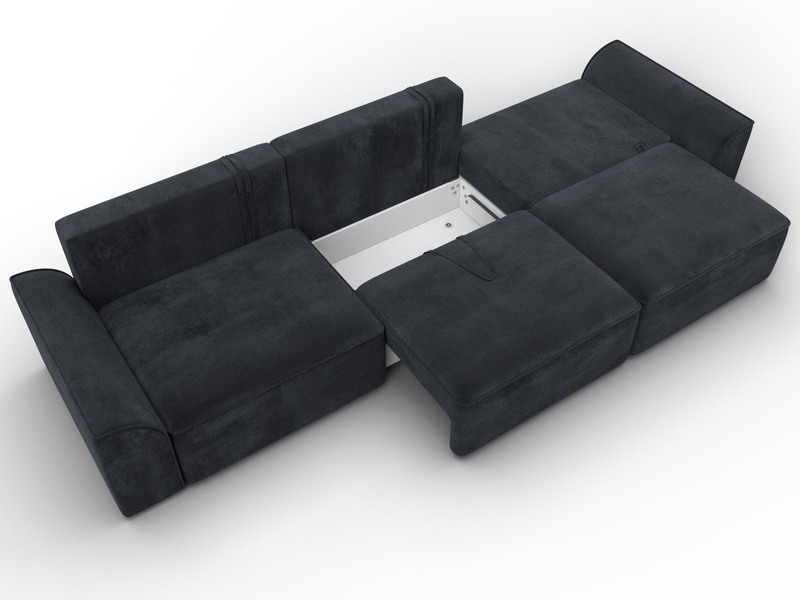 Диван прямой Лига-048 НПБ Лонг, Велюр, TOWER 11 темно-серый