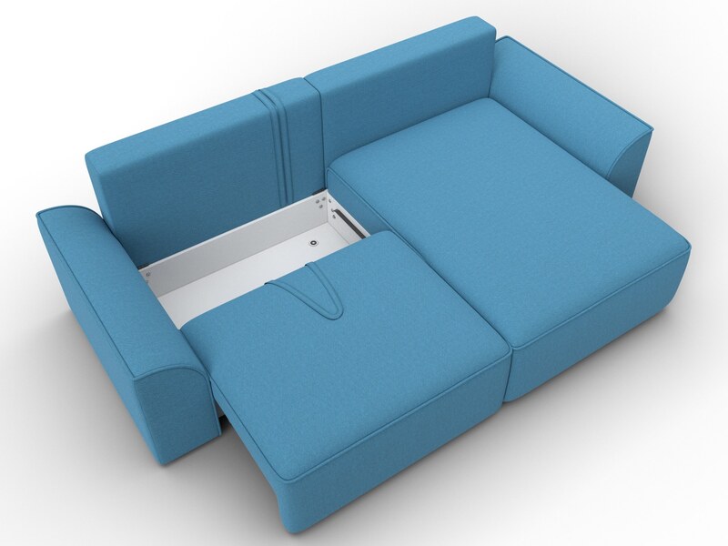 Диван угловой Лига-048 НПБ, Рогожка, Амур 10 голубой