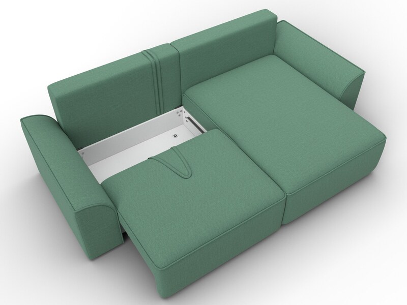 Диван угловой Лига-048 НПБ, Рогожка, Амур 11 зеленый