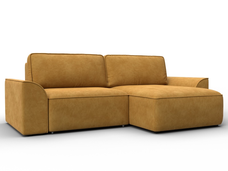 Диван угловой Лига-048 НПБ, Велюр, BRUT 10 желтый