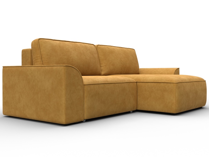 Диван угловой Лига-048 НПБ, Велюр, BRUT 10 желтый