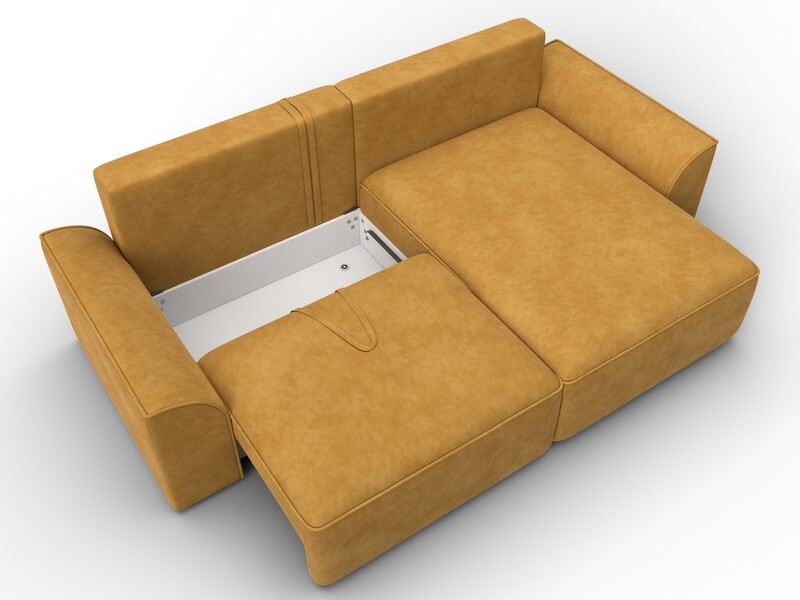 Диван угловой Лига-048 НПБ, Велюр, BRUT 10 желтый