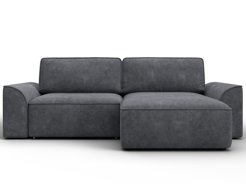 Диван угловой Лига-048 НПБ, Велюр, BRUT 16 темно-серый