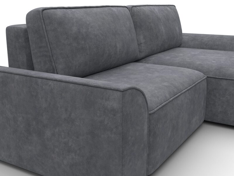 Диван угловой Лига-048 НПБ, Велюр, BRUT 16 темно-серый