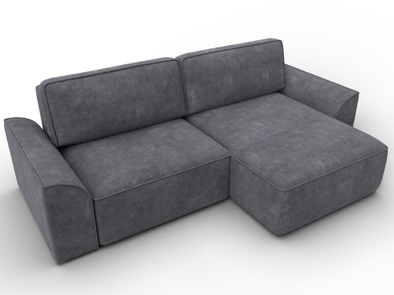 Диван угловой Лига-048 НПБ, Велюр, BRUT 16 темно-серый