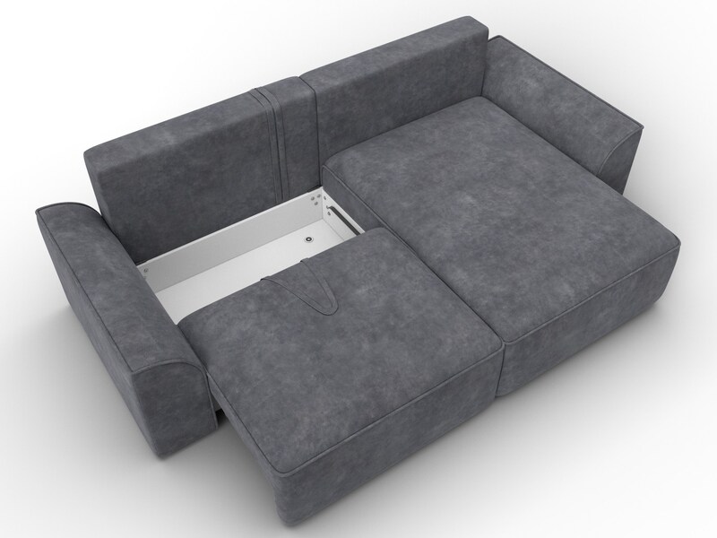 Диван угловой Лига-048 НПБ, Велюр, BRUT 16 темно-серый