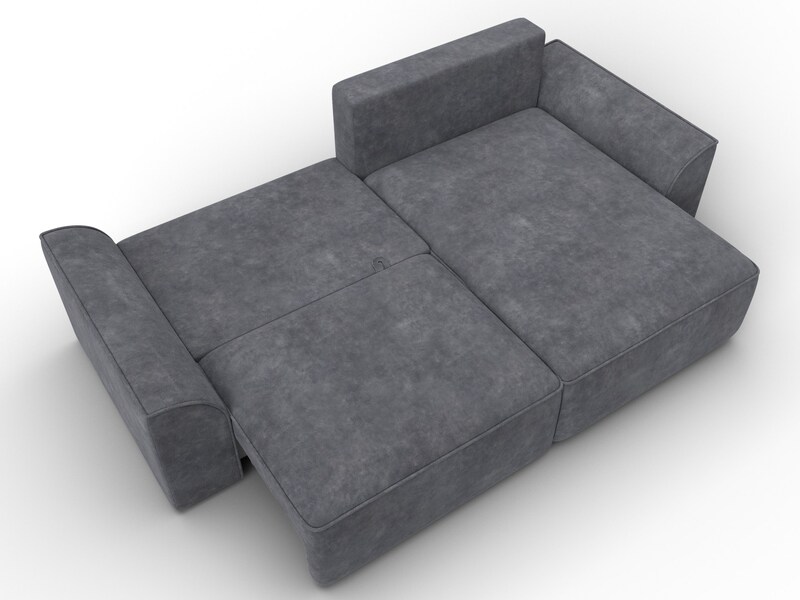 Диван угловой Лига-048 НПБ, Велюр, BRUT 16 темно-серый