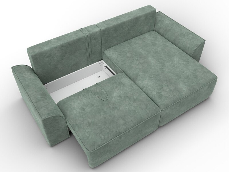 Диван угловой Лига-048 НПБ, Велюр, BRUT 08 зеленый