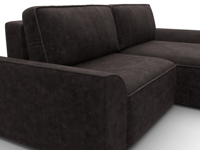 Диван угловой Лига-048 НПБ, Велюр, BRUT 17 коричневый