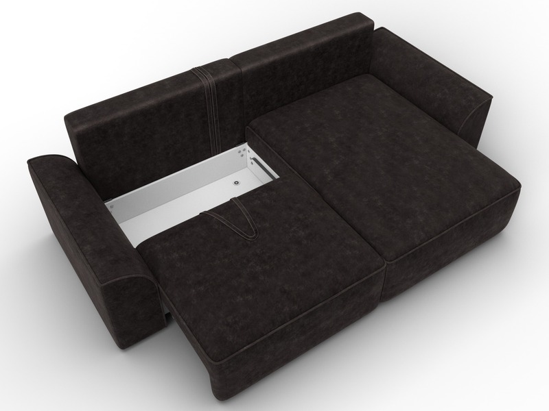 Диван угловой Лига-048 НПБ, Велюр, BRUT 17 коричневый