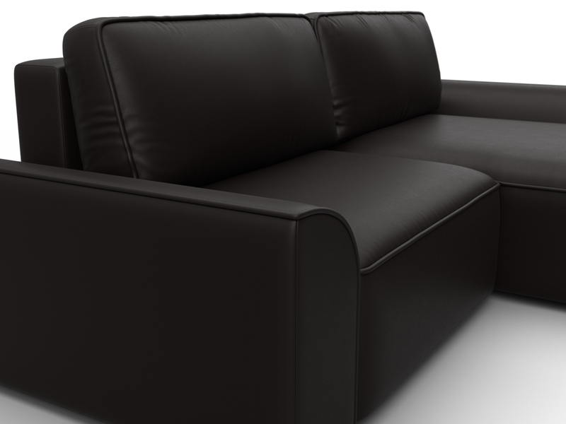 Диван угловой Лига-048 НПБ, Экокожа, GRIFON 12 коричневый