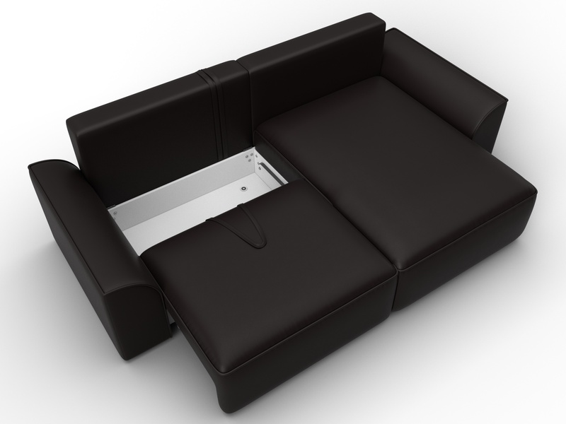 Диван угловой Лига-048 НПБ, Экокожа, GRIFON 12 коричневый