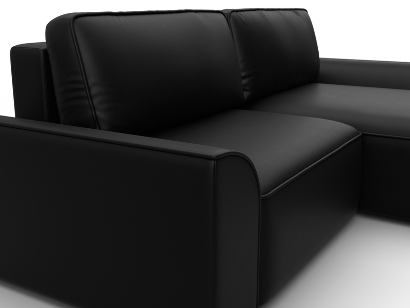 Диван угловой Лига-048 НПБ, Экокожа, GRIFON 18 черный