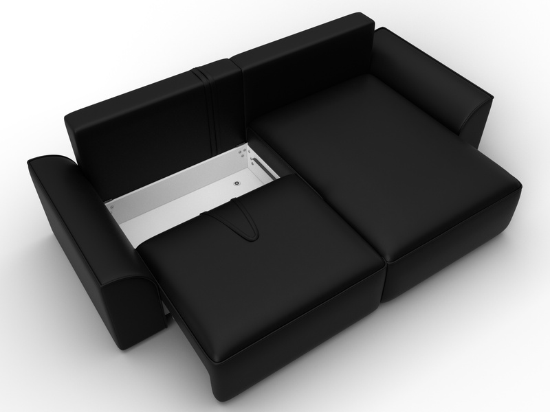 Диван угловой Лига-048 НПБ, Экокожа, GRIFON 18 черный