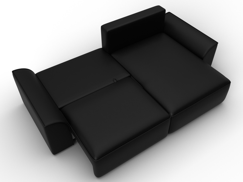 Диван угловой Лига-048 НПБ, Экокожа, GRIFON 18 черный