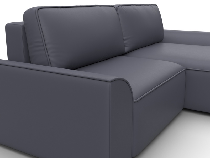 Диван угловой Лига-048 НПБ, Экокожа, GRIFON 15 серый