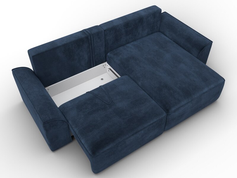 Диван угловой Лига-048 НПБ, Велюр, TOWER 13 синий